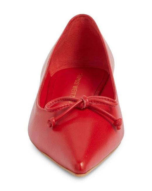 Stuart Weitzman Red Landon Pointed Toe Ballet Flat