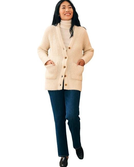 Faherty Brand Natural Frost Waffle Knit Cardigan
