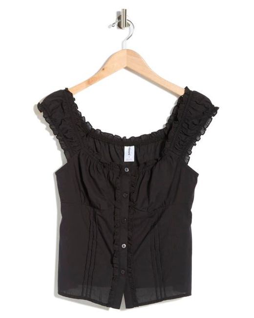 Abound Black Button Front Cotton Top