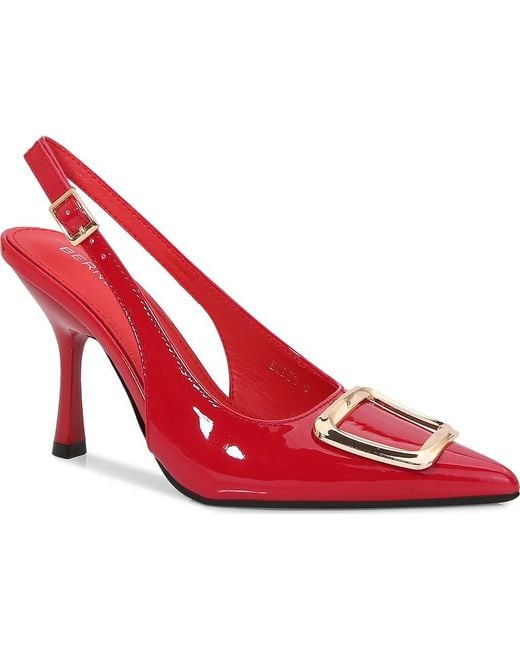 BERNESS Red Buckle Slingback Stiletto Pump