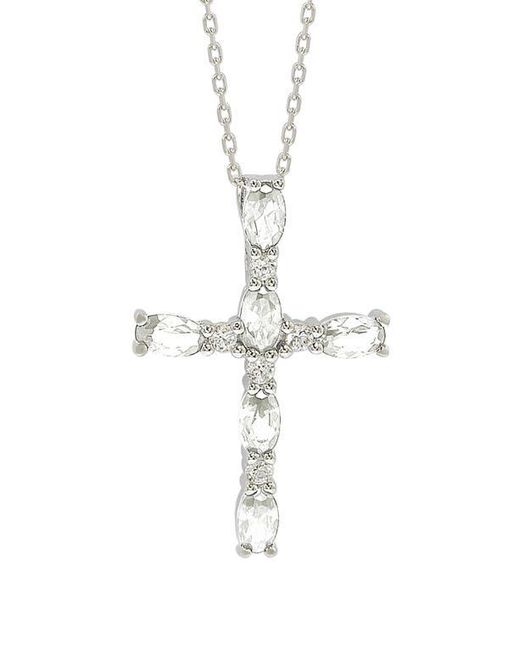 Suzy Levian White Topaz Cross Pendant Necklace