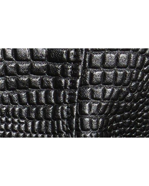 Bernardo Black Short Croc-Embossed Leather Jacket