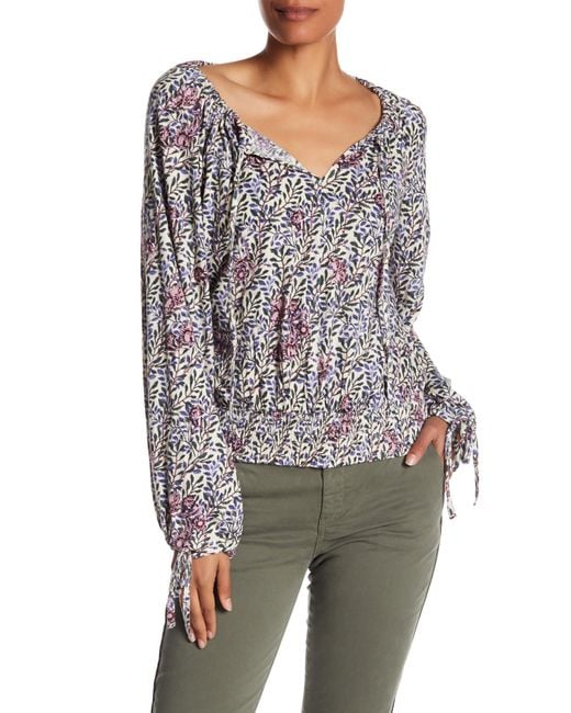 Lucky Brand Banded Bottom Floral Blouse
