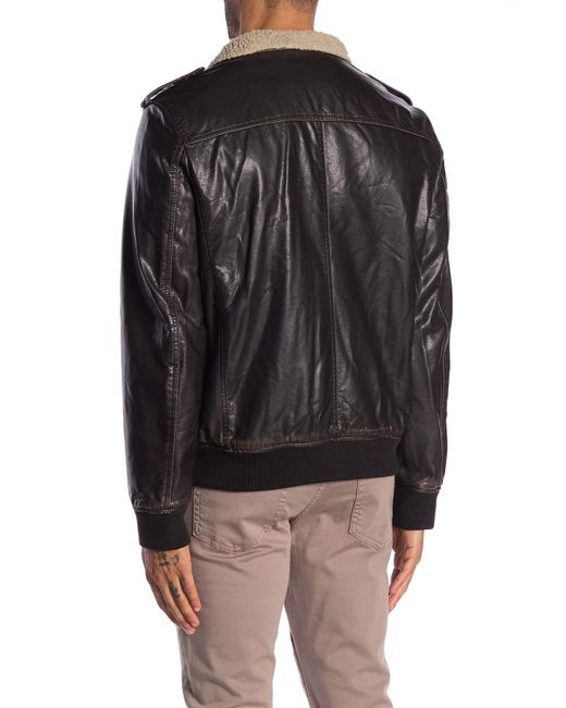 Levi's Big And Tall Faux Leather Sherpa Lined Aviator Bomber Jacket in ...