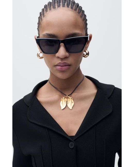 Mango Black Knit Jacket With Lapel Collar