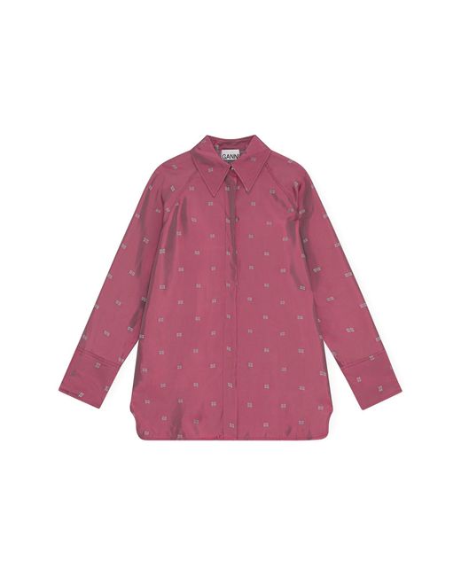 Ganni Pink Light Jacquard Raglan Shirt