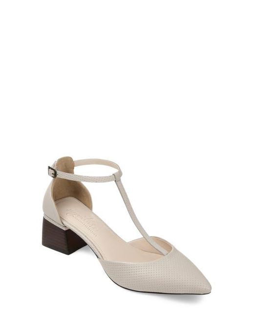 Journee Collection White Cameela T-Strap Pointed Toe Pump