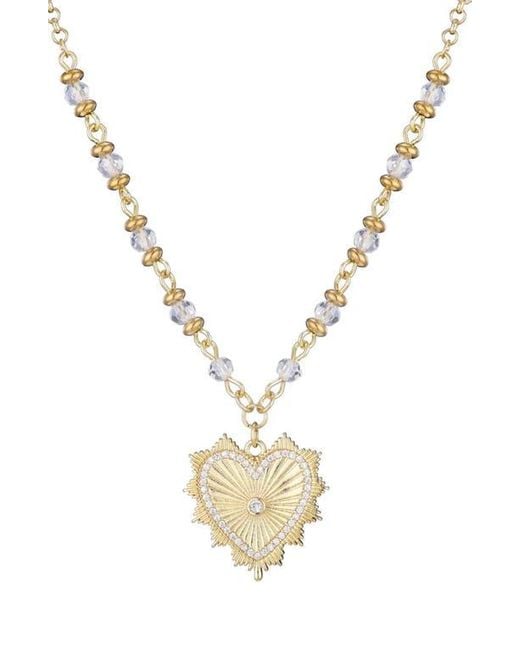 Adornia Metallic Cubic Zirconia Heart Pendant Necklace
