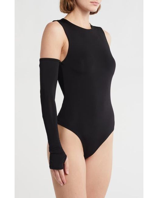Alice + Olivia Black Olea Sculpting Cold Shoulder Bodysuit