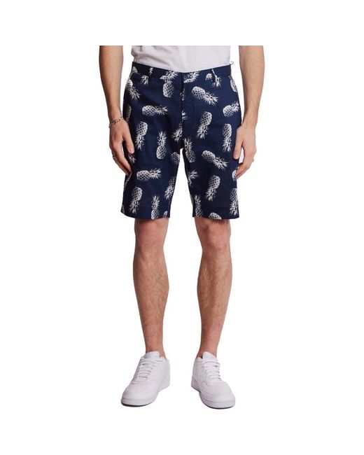 Paisley & Gray Blue Felix Slim Fit Shorts for men
