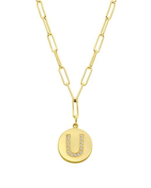 Adornia Metallic 14k Gold Plated Pavé Initial Pendant Necklace