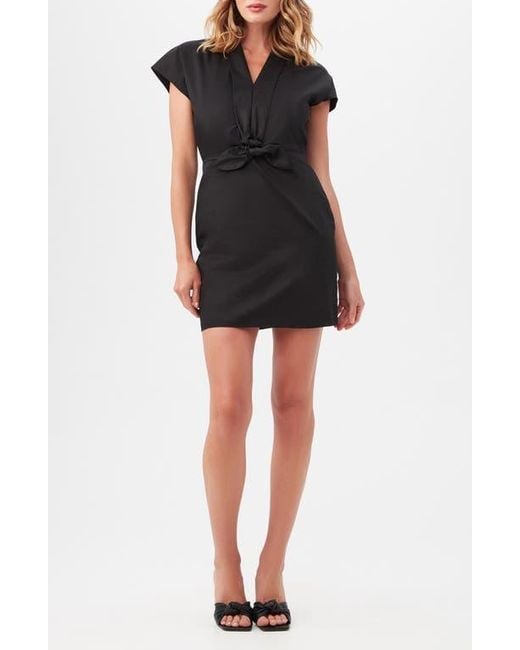 Trina Turk Black Tallia Cap Sleeve Knotted Organic Cotton Sheath Dress