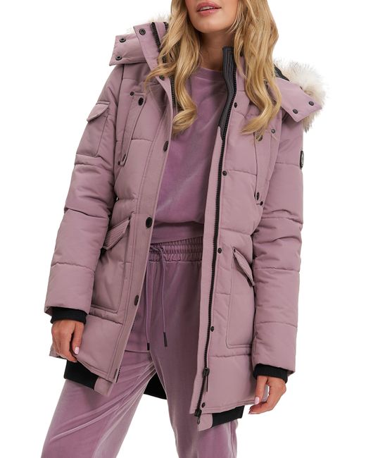Noize Purple Astrid Heavyweight Faux Fur Trim Jacket In Wisteria At Nordstrom Rack