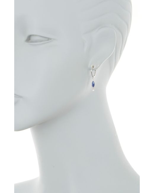 Meira T Diamond & Blue Sapphire Drop Earrings