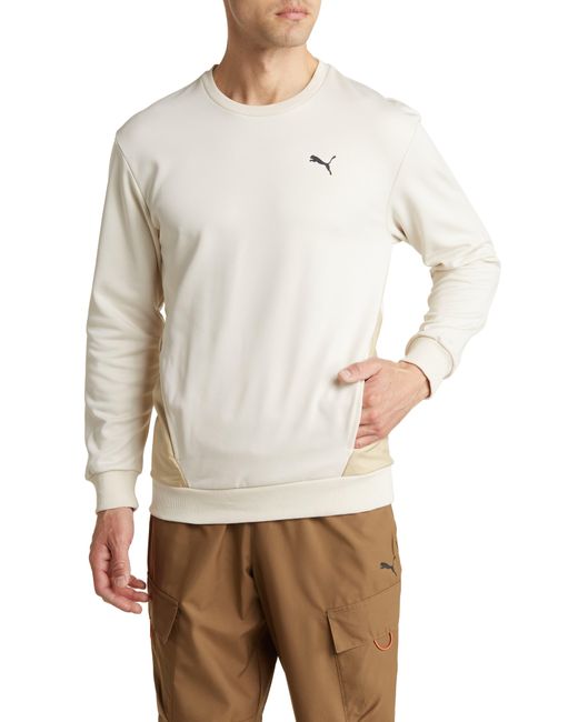 PUMA White Open Road Crewneck Pullover Sweatshirt for men