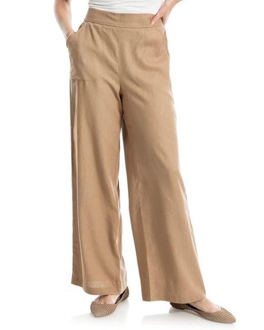 Max Studio Natural Stripe High Waist Linen & Cotton Pants