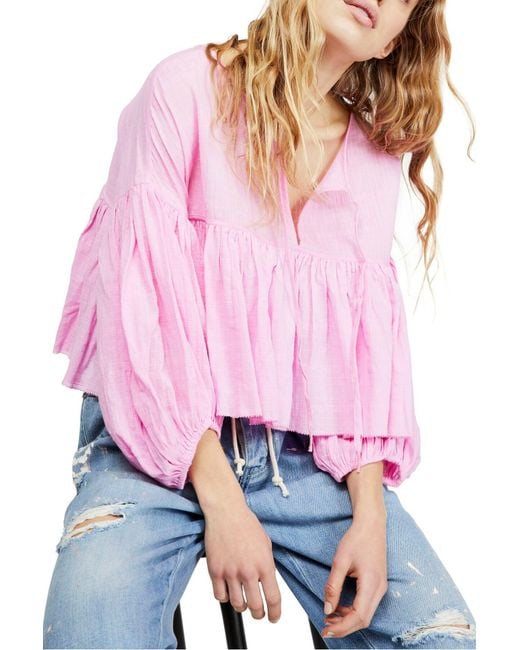 Free People Pink Beaumont Mews Blouse
