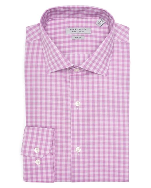 Perry Ellis Pink Will Slim Fit Check Shirt for men