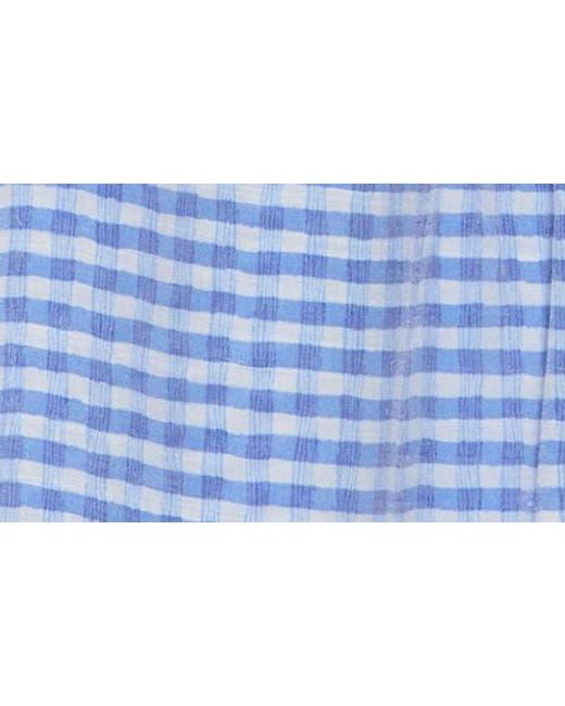 Ruby Rd Blue Gingham Long Sleeve Slub Top