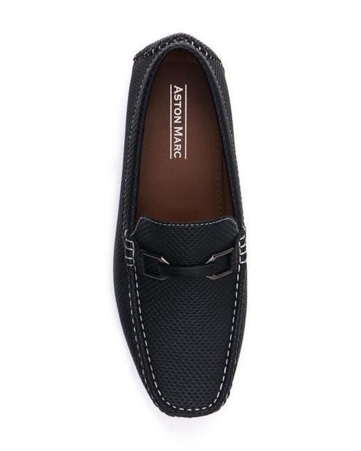 Aston Marc Black Textured Faux Leather Bit Loafers for men