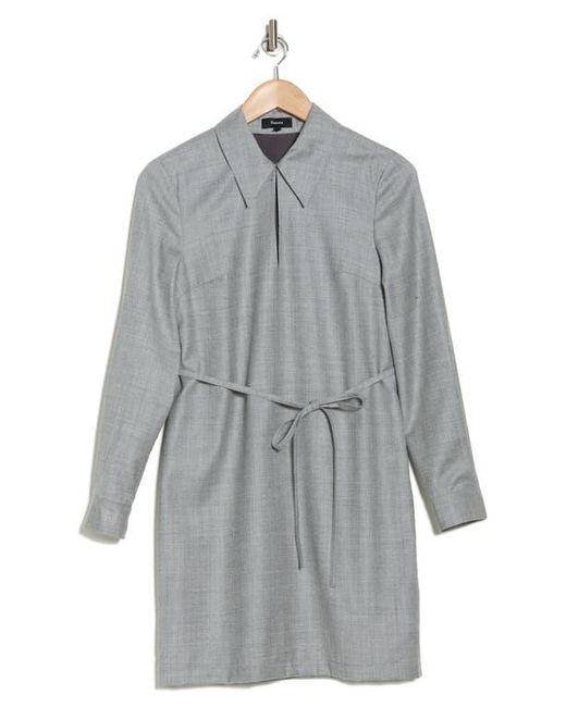 Theory Gray Keyhole Long Sleeve Wool Minidress