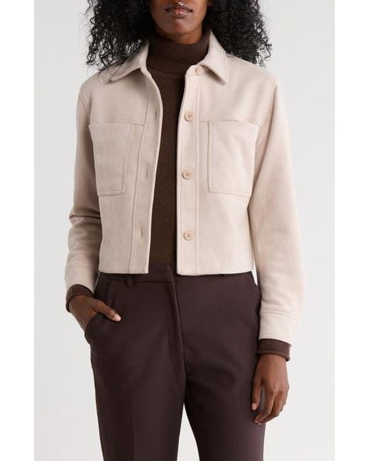 Tahari Natural Crop Faux Suede Jacket