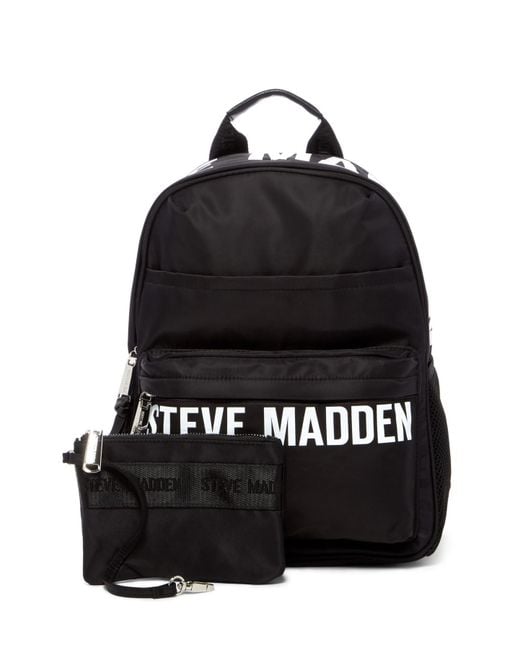 Steve Madden Black Placement Print Nylon Backpack