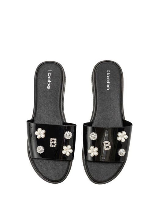 Bebe Black Charm Slide Sandal
