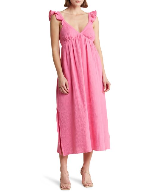 Wishlist Pink Ruffle Cotton Gauze Dress