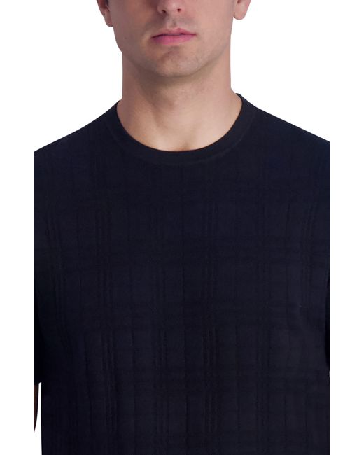 Karl Lagerfeld Blue Textured Knit T-shirt for men