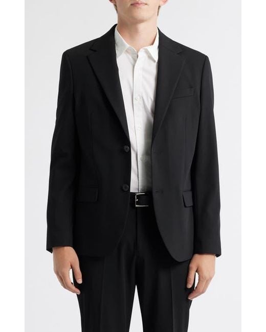 Open Edit Black Slim Fit Solid Stretch Suit Jacket for men
