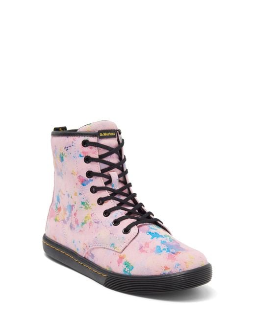 Dr. Martens Pink Sheridan Rainbow Suede Boot