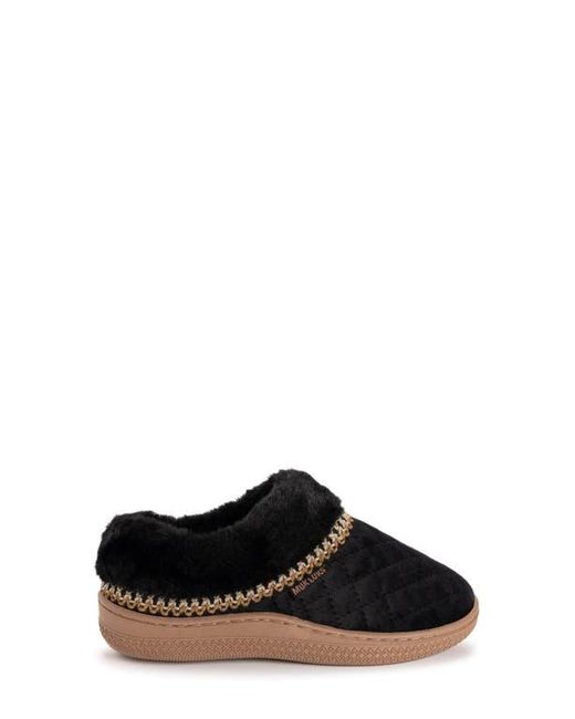 Muk Luks Black Charlee Faux Fur Clog Slipper