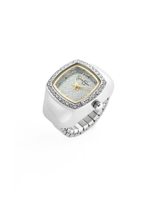 Jessica Simpson White Glitter Ring Watch