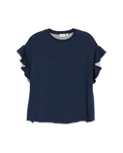 AG Jeans Blue Bes Ruffle Sweatshirt