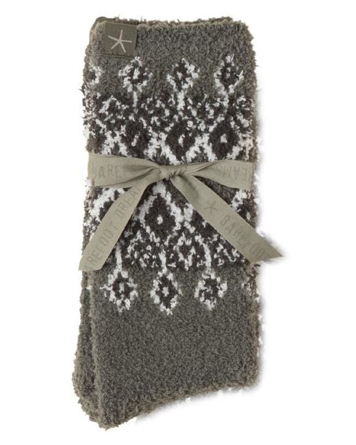 Barefoot Dreams Gray Cozychic Fair Isle Socks