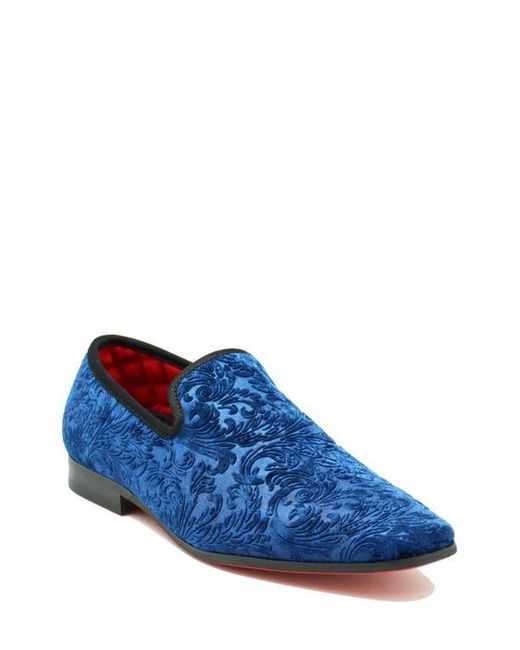 La Milano Blue Broderick Velvet Loafer for men