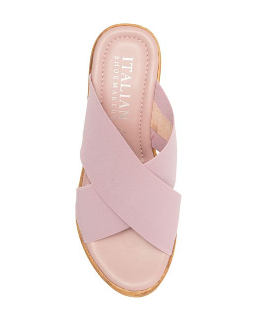 Italian Shoemakers Pink Crisscross Platform Slide Sandal