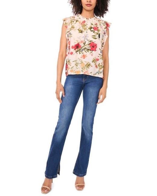 Halogen® Orange Smocked Flutter Sleeve Top