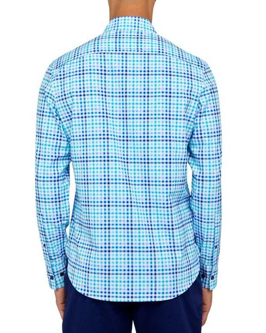Con.struct Blue Plaid Print Slim Fit Button-Up Shirt for men