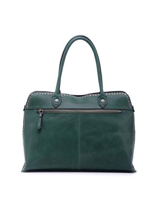 Old Trend Green Soul Stud Leather Satchel Bag