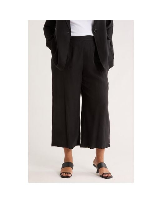Max Studio Black Brushed Twill Crop Wide Leg Pants