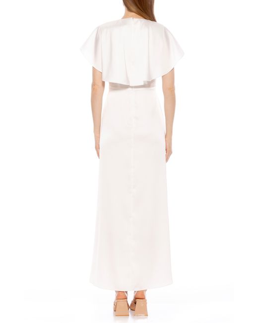 Alexia Admor White Danica Capelet Sleeve Satin Maxi Dress