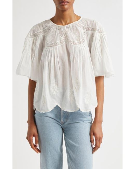 Farm Rio White Embroidered Short Sleeve Top