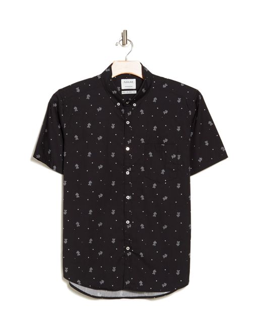 PUBLIC ART Black Short Sleeve Button-down Shirt for men
