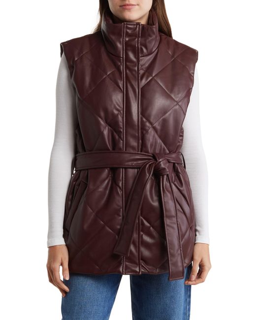 Blank NYC Quilted Faux Leather Vest in Brown | Lyst