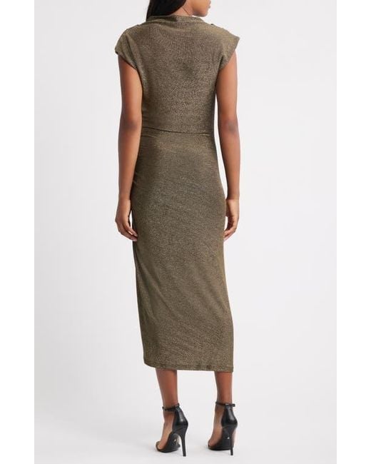 Midaxi Dress Metallic Knit Midi Dress Petal Pup Women's Mel Metallic Knit  Midi Dress