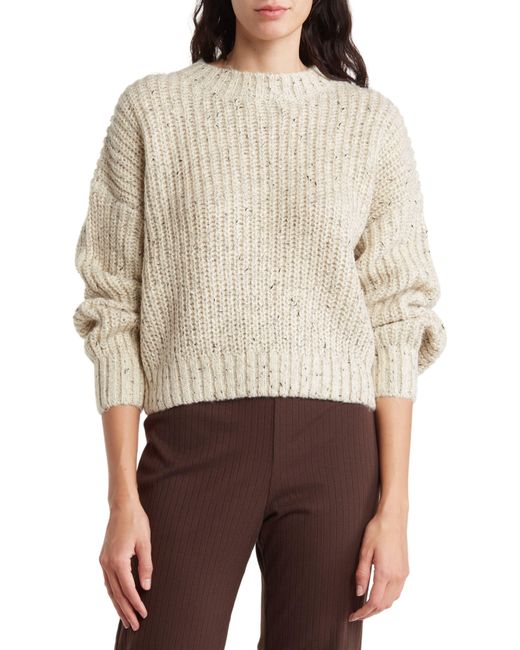 Elodie Speckled Ribbed Crop Sweater In Ercu At Nordstrom Rack in Natural |  Lyst