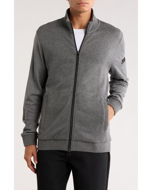 Bugatchi Gray Stretch Knit Full Zip Jacket for men