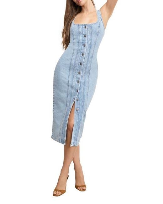 nordstrom rack denim dress Rails Minna in Rinse Indigo at Rack, Size Medium 2% spandex Imported Machine wash GOOD AMERICAN Button Front Denim